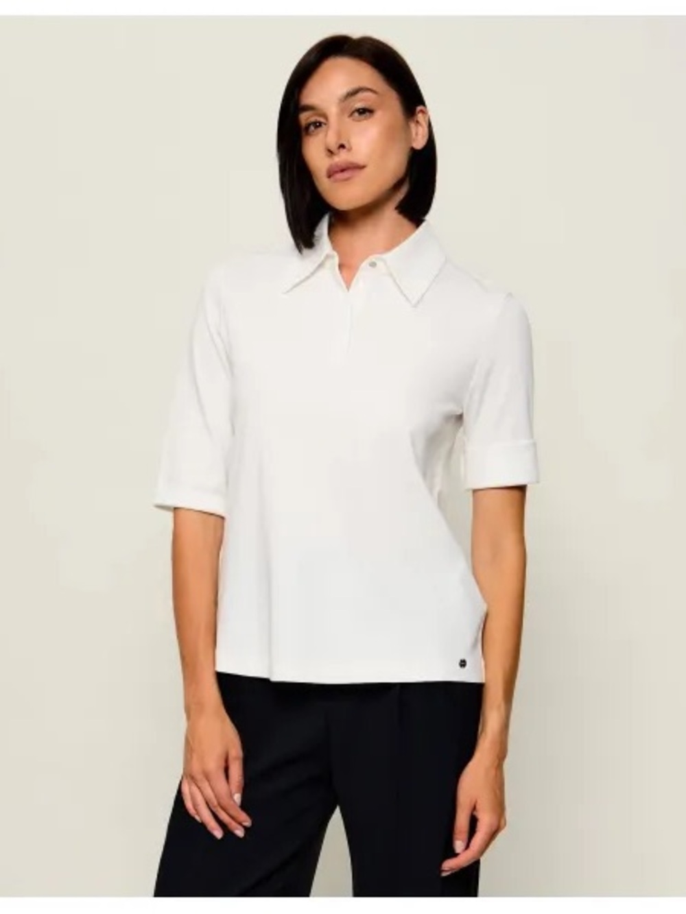 Marc Cain White Stretch Cotton Polo Shirt | US Size 14